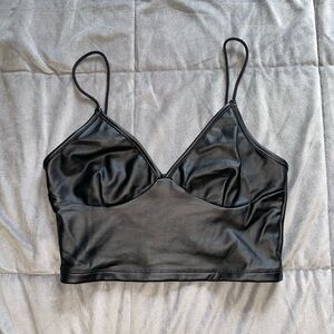 SHEIN faux leather corset crop cami. Size small